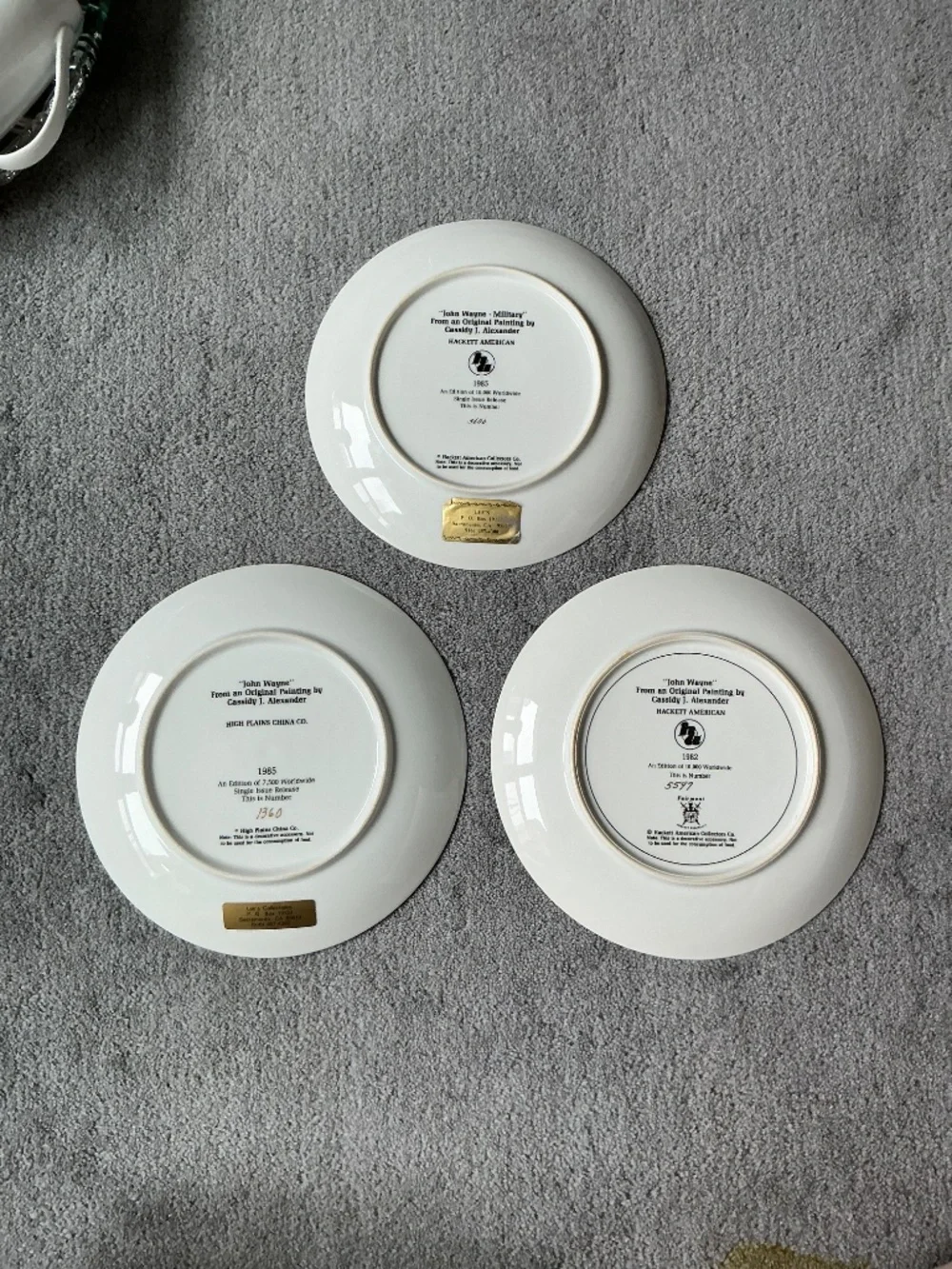 Vintage Set of 3 John Wayne commemorative plates